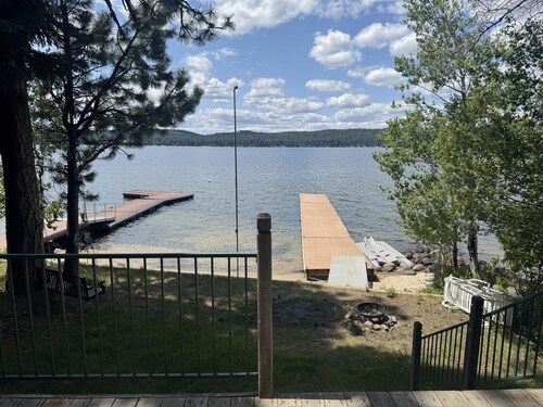 Lakefront home with private beach and dock