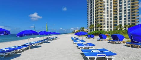 Sun-loungers, beach towels