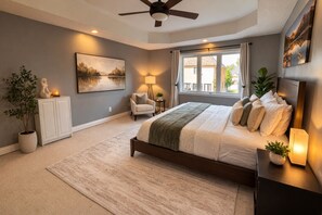 5 bedrooms, desk, iron/ironing board, travel cot