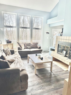 Smart TV, fireplace, video games