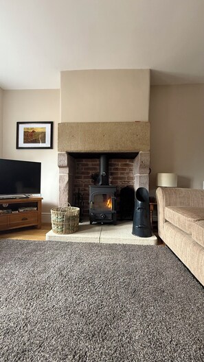 Télévision, cheminée