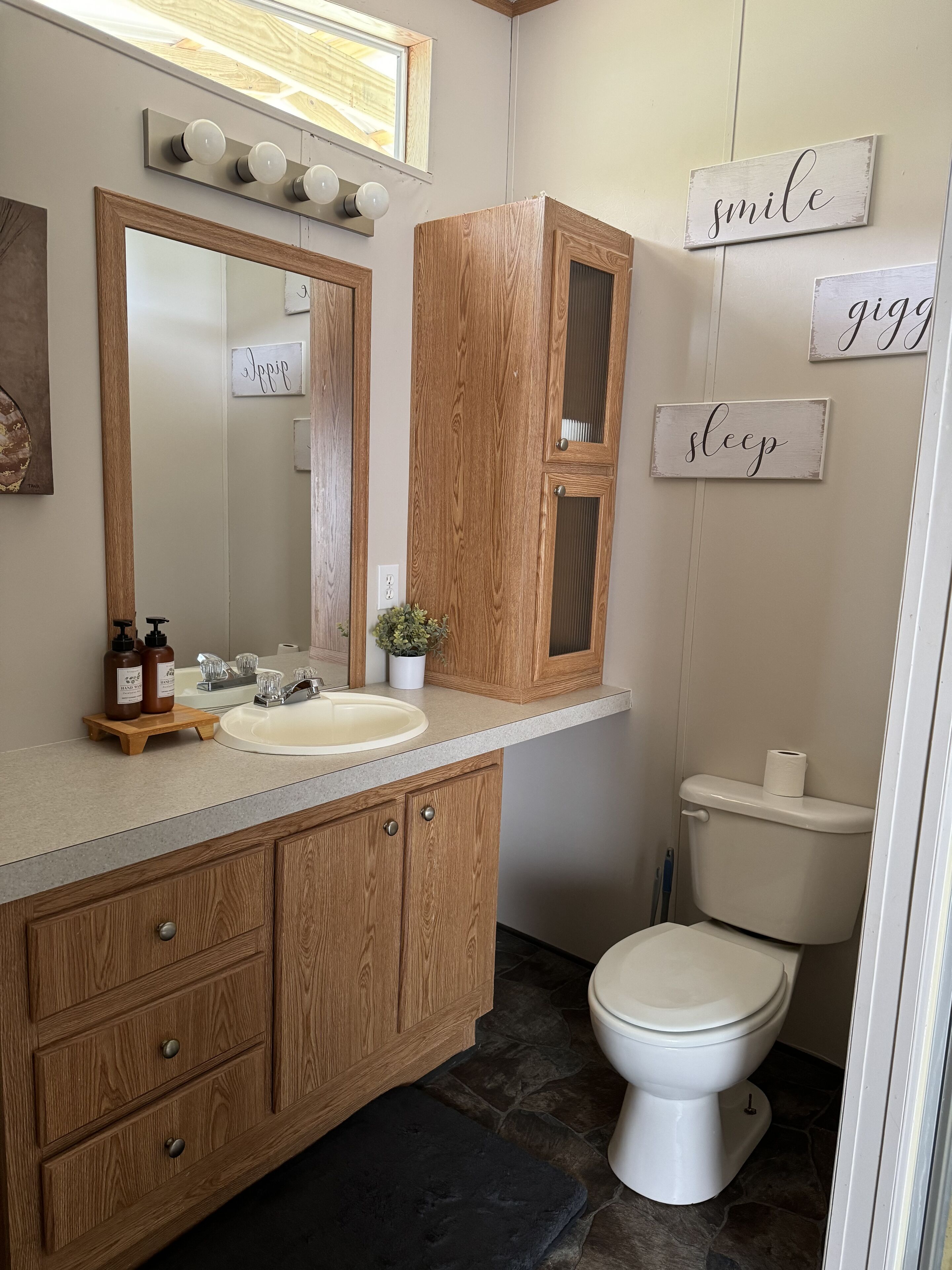 Shower, towels, toilet paper