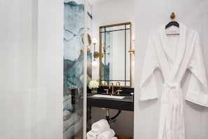 Hair dryer, towels