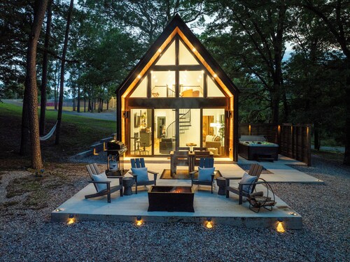 Lux A-Frame w/ Hot Tub, Fire Pit, Kayaks & Views