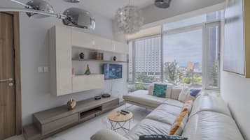 Departamento de lujo, vista a la ciudad | Sala de estar