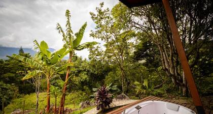 Elegant Eco Cabin: Jacuzzi, Nature, and Waterfalls.