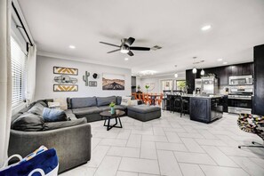 Smart TV, fireplace, video games, offices