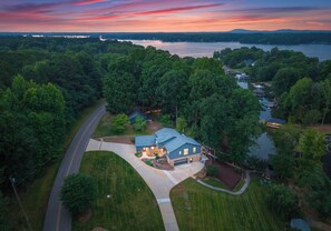 Exterior - Lakefront Retreat • Dock + Hot Tub + Game Room + Fire Pit | Cove's End (Mooresville)