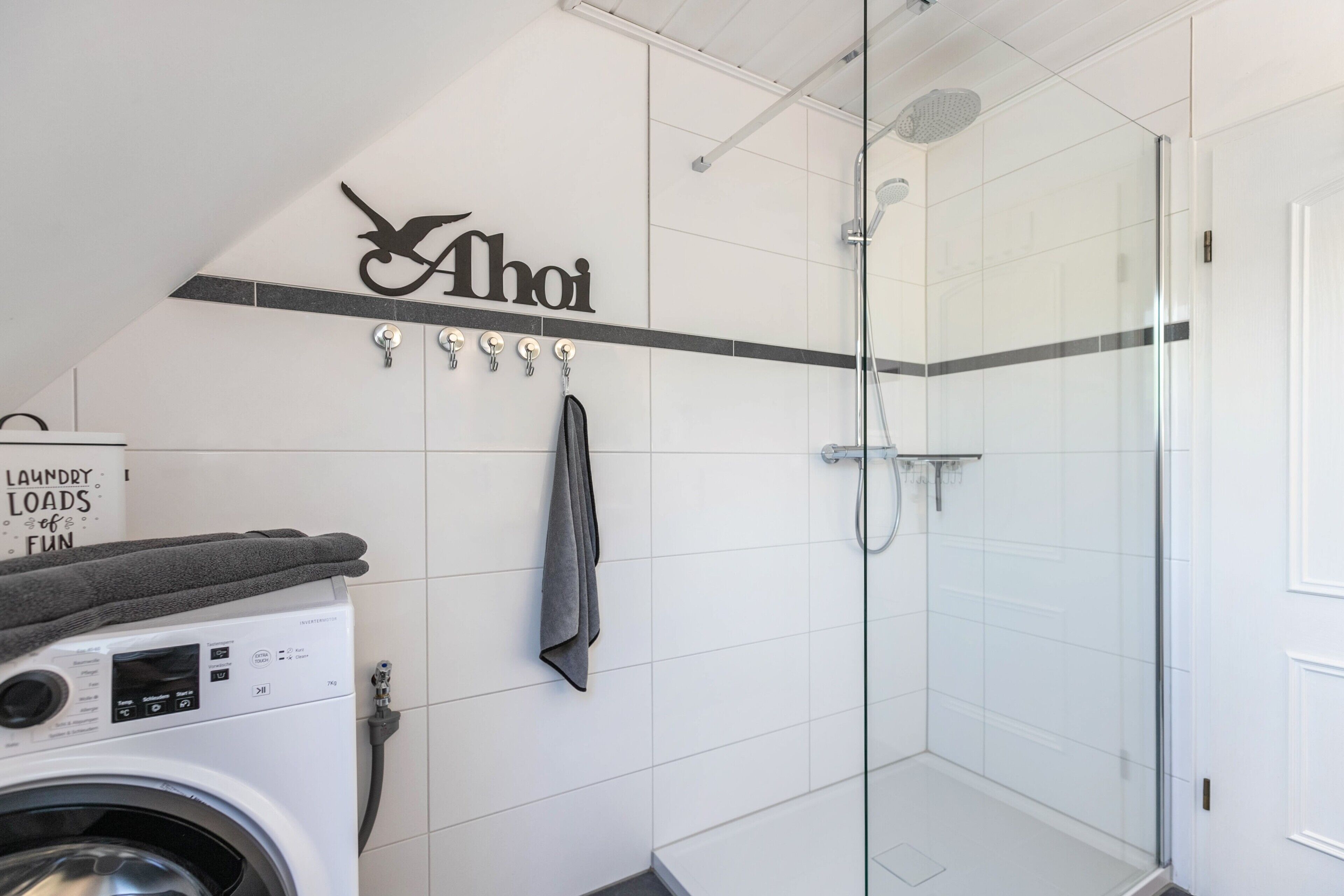Dusche, Haartrockner, Handtücher