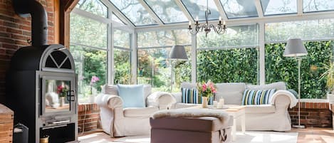 TV, caminetto, lettore DVD, tavolo da ping pong