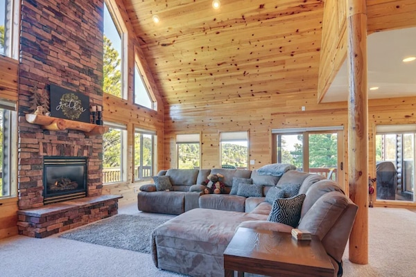 TV connectée, cheminée, livres