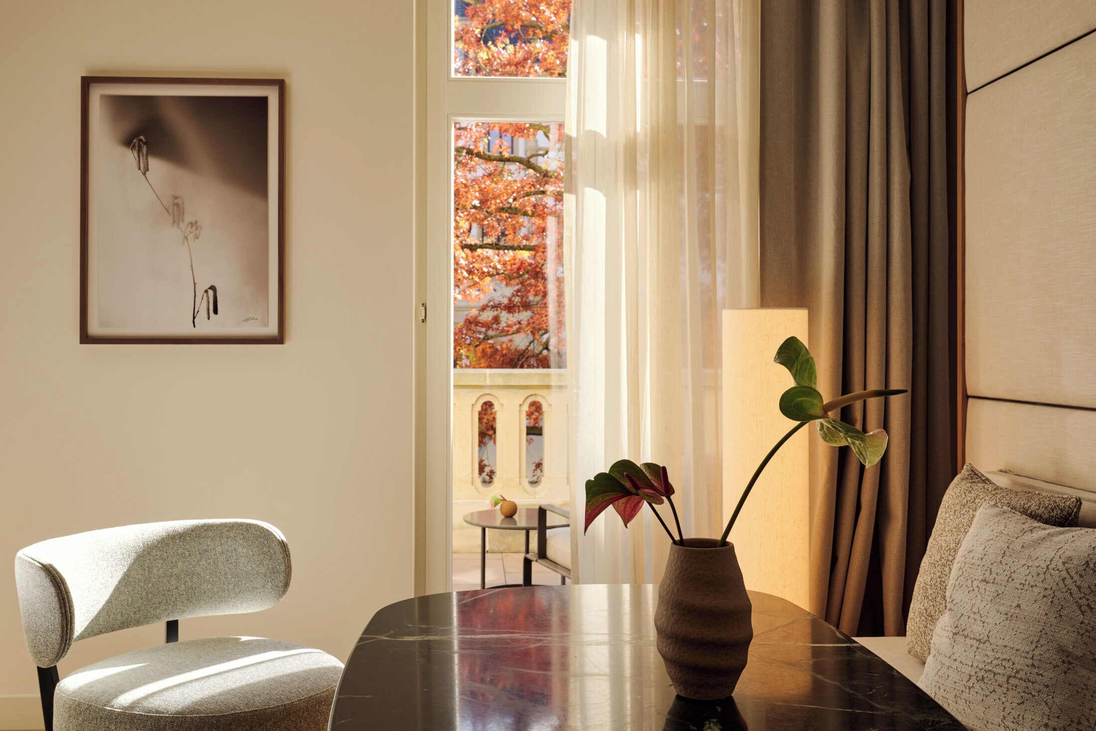 华丽双人房, 1 张特大床, 庭院景观 | 起居区 | 游戏机  、玩具、书、MP3 基座