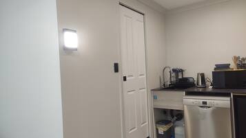 Fridge, microwave, dishwasher, electric kettle