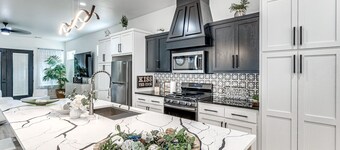 SOLENA VIP OKC: Heated pool, Jacuzzi, grill, pool table outside; cozy interior.