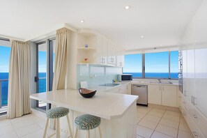 Fridge, microwave, oven, dishwasher