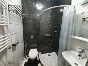 Dusche, Haartrockner, Bidet, Handtücher