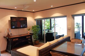 Villa, 3 Bedrooms, Smoking, Private Pool | Living room - Beachfront Oasis With Private Pool and Jacuzzi on Samui's Bang Por Beach (Koh Samui)