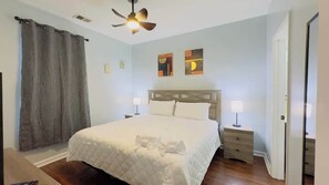 2 bedrooms, iron/ironing board, WiFi, bed sheets