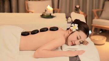 Massages aux pierres chaudes, massages des tissus profonds