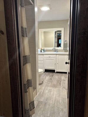 Shower, hair dryer, soap, toilet paper - Lakeview Lodge {Cabin 8} (Hazelhurst)