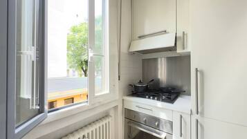 Kühlschrank, Mikrowelle, Ofen, Herdplatte