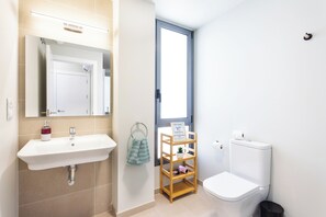 Shower, hair dryer, soap