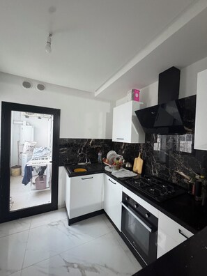 Oven, stovetop, paper towels