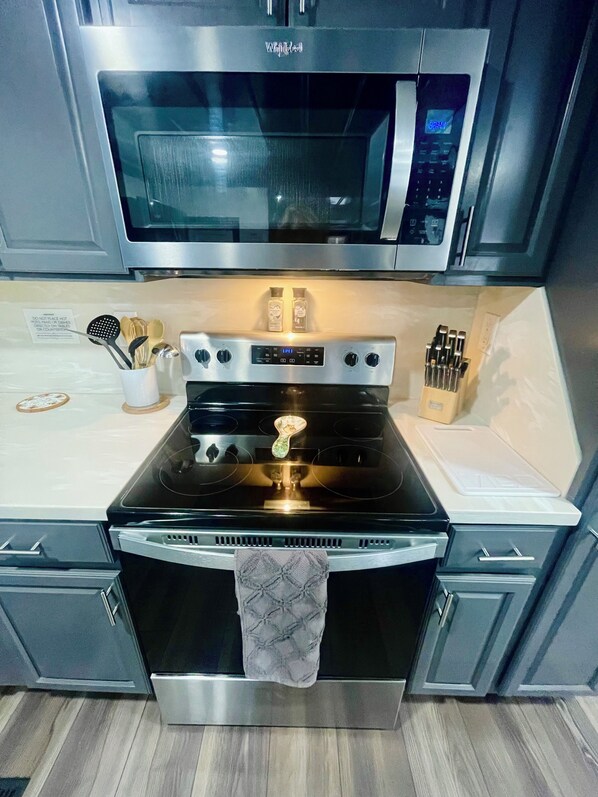 Microwave, oven, stovetop, dishwasher