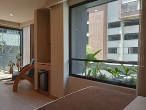 In-room safe, desk, laptop workspace, blackout drapes