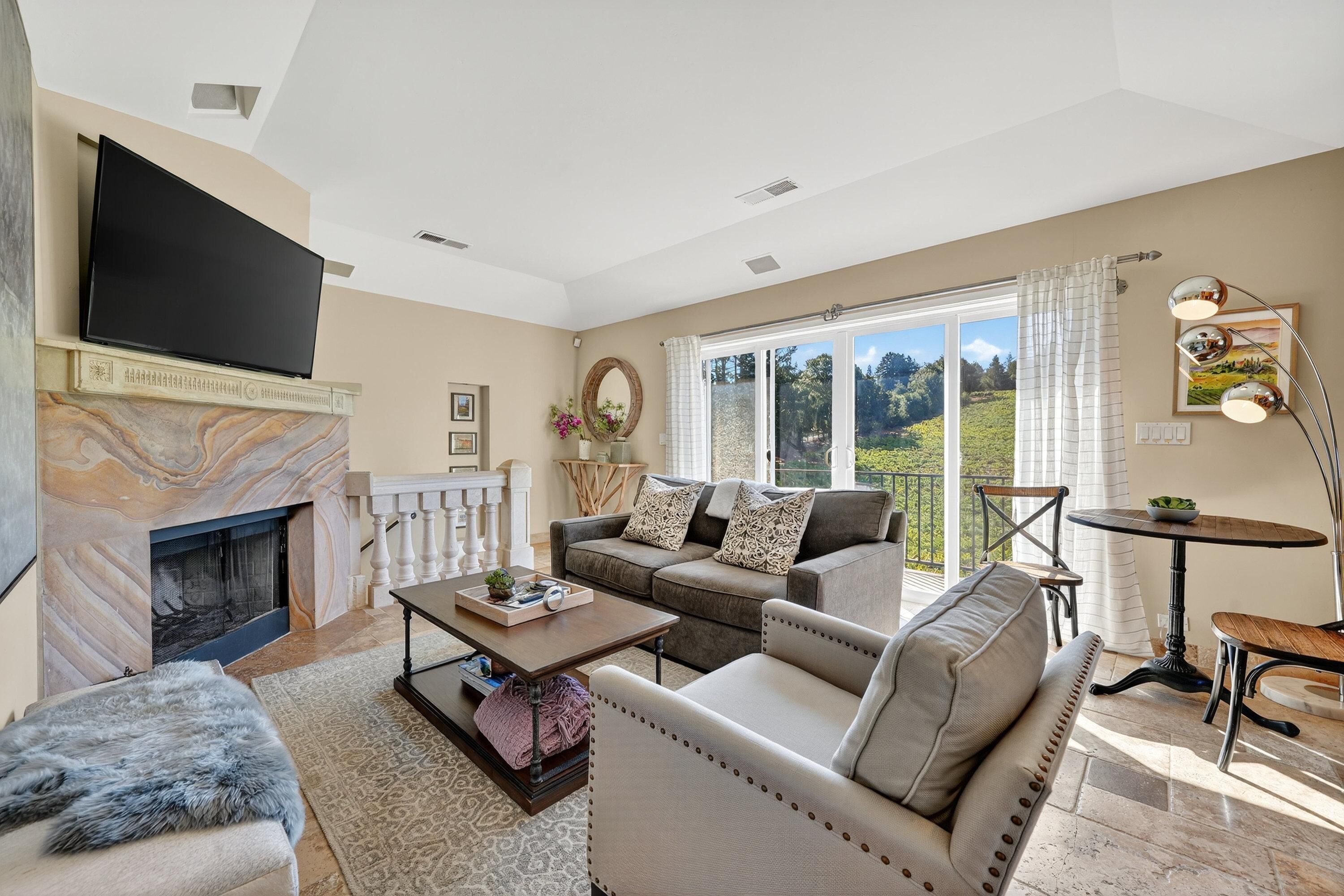 Televisión y chimenea 