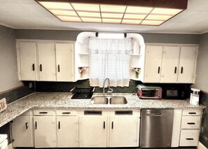 Fridge, microwave, oven, dishwasher
