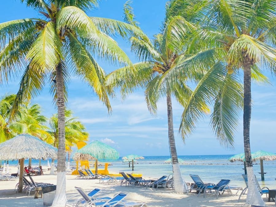 On the beach, white sand, beach bar