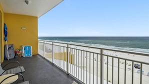 A balcony with a view of the beach and ocean. - Sterling Reef 202 - 2nd Floor w/Uninterrupted Gulf View!  Free Fun! (Panama City Beach)