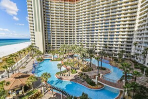 Indoor pool, a heated pool - Shores of Panama 1418 - 2 Bedroom+Bunkroom (Sleeps8)! Updated with a View!  Free Fun! (Panama City Beach)
