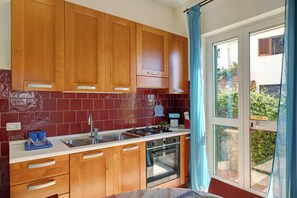Fridge, oven, stovetop, electric kettle