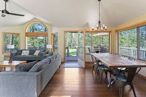 TV, fireplace, foosball