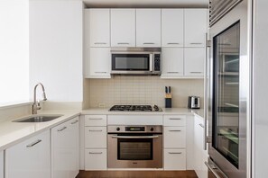 Fridge, microwave, oven, dishwasher