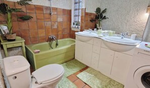 Hair dryer, towels, toilet paper