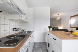 Refrigerador, horno, placa de cocina, cafetera/tetera