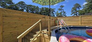Pool - Large Summer Getaway near the beach with private pool, Hottub, and firepit, three miles to Beach. (Swansboro)