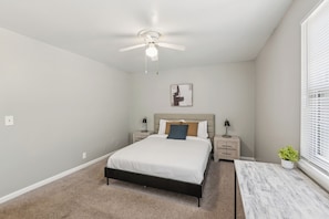 2 bedrooms, desk, iron/ironing board, travel cot