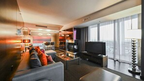 42-inch flat-screen TV with cable channels - One Bedroom | 1.5 Baths & Living Room | Jet Tub – Palms Place StripSuite (Las Vegas)