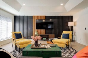 TV, fireplace, video games