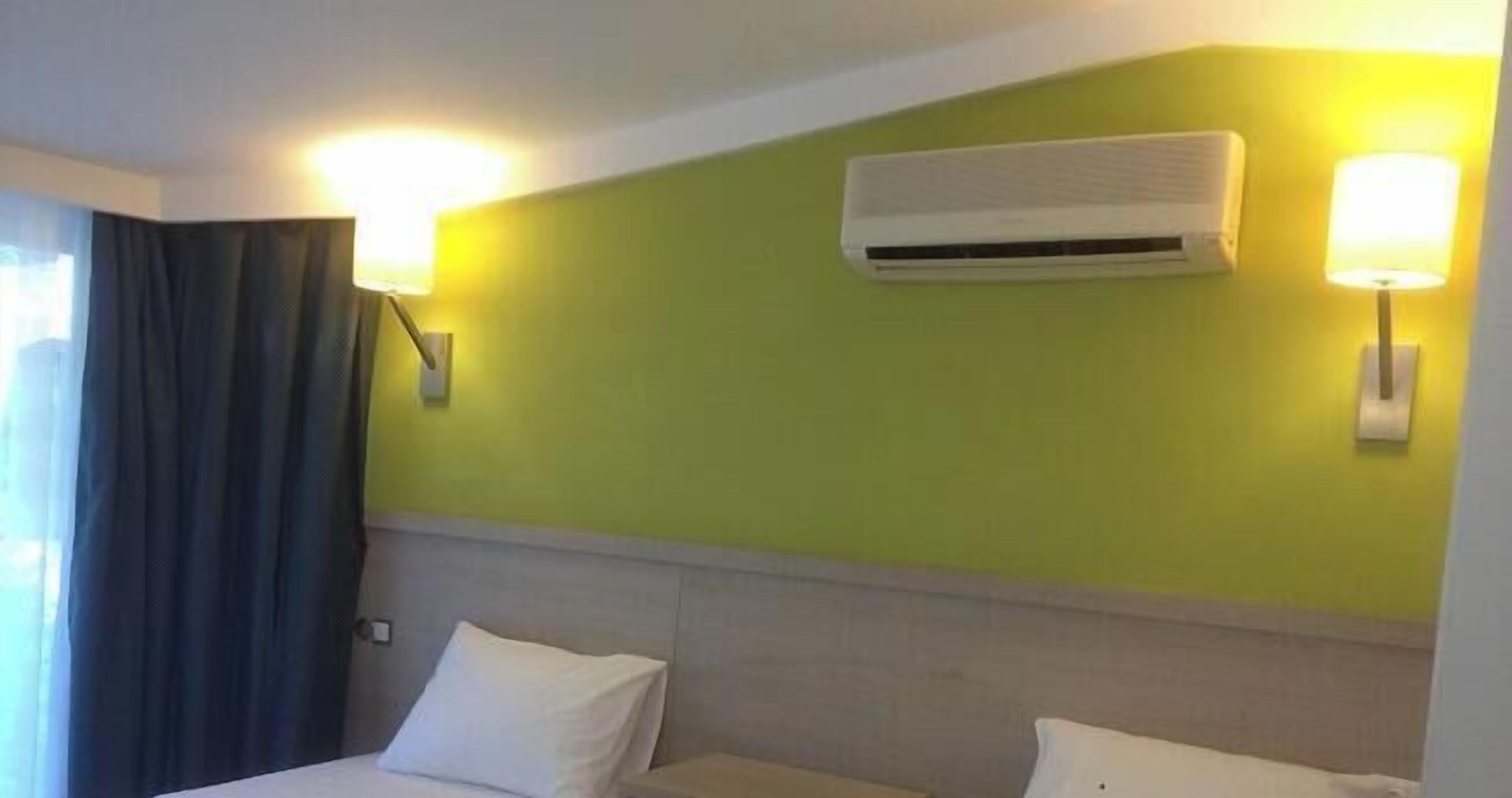 Desk, blackout curtains