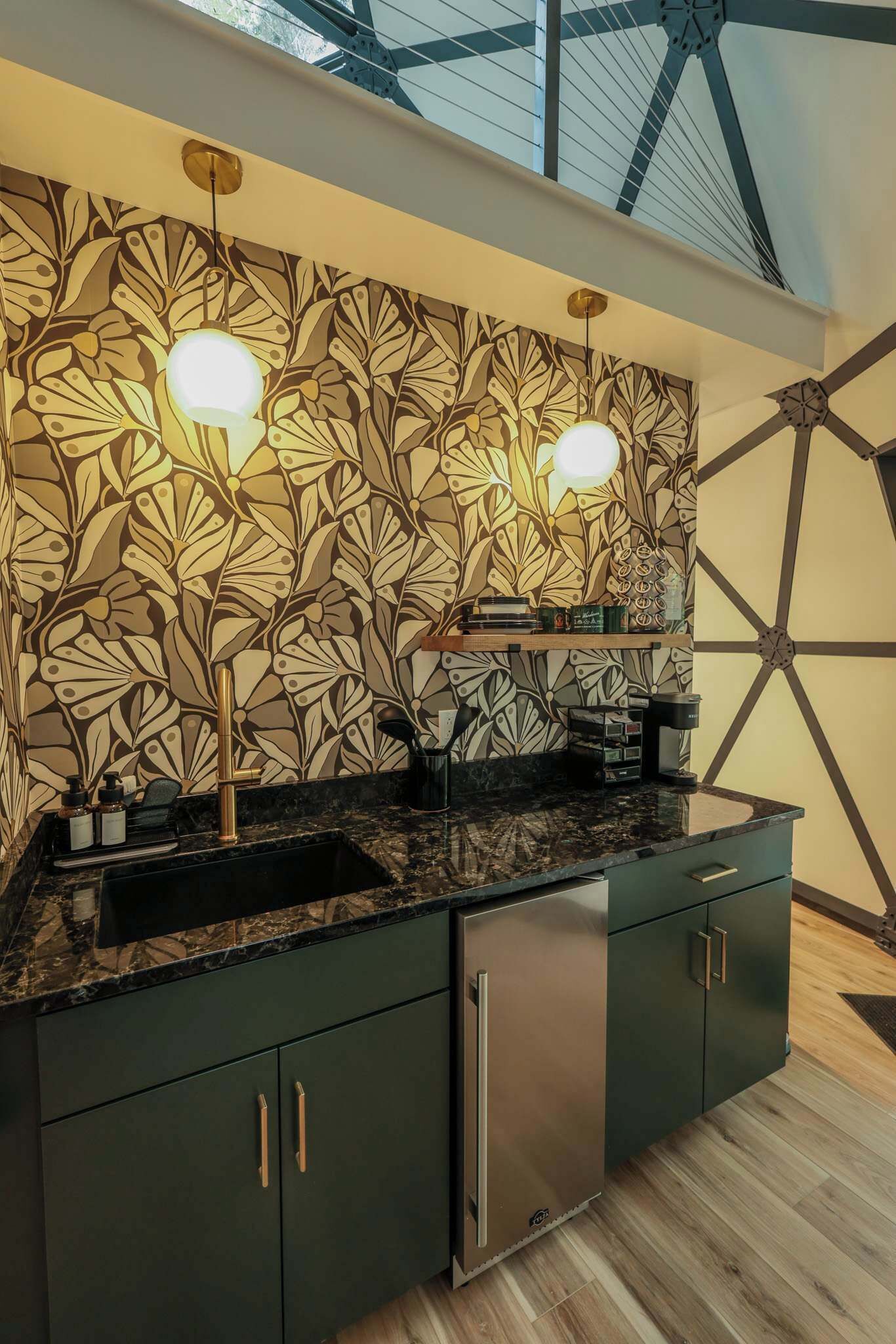 Microwave, coffee/tea maker, toaster, cookware/dishes/utensils