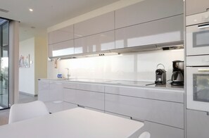 Fridge, microwave, oven, dishwasher