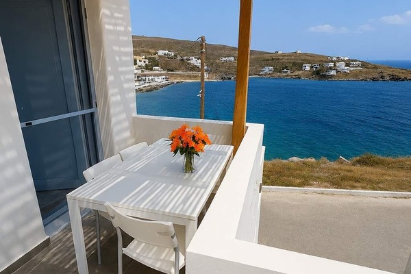 Outdoor seating with sea view