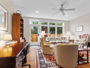TV, fireplace, offices