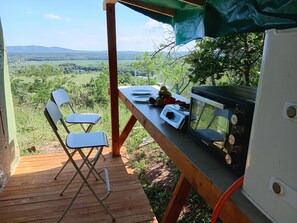 Outdoor dining - BlackSea-side base for your European adventure. (Primorsko)