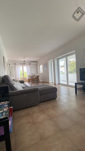 Smart TV, fireplace, ping pong, books